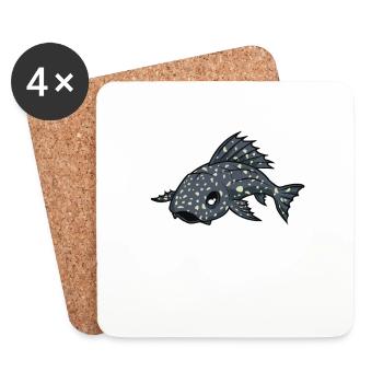 Poisson-chat kawaii - Dessous de verre (lot de 4) - blanc - Devant