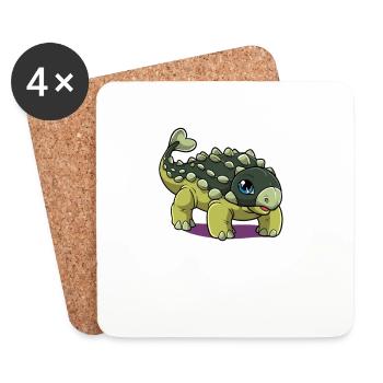 Dessin animé Ankylosaurus - Dessous de verre (lot de 4) - blanc - Devant