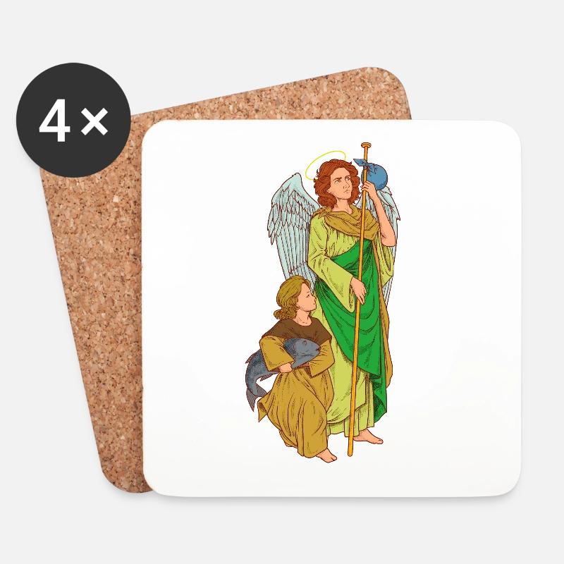 Erzengel Raphael - Untersetzer (4er-Set) - Weiß
