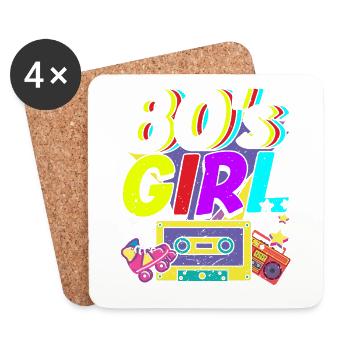 Frauen 80s girl 80er Themen Party Vintage 1980er - Untersetzer (4er-Set) - Weiß - Vorne