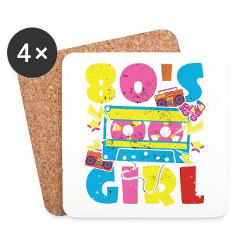 Frauen 80s girl 80er Themen Party Vintage 1980er - Untersetzer (4er-Set) - Weiß - Vorne