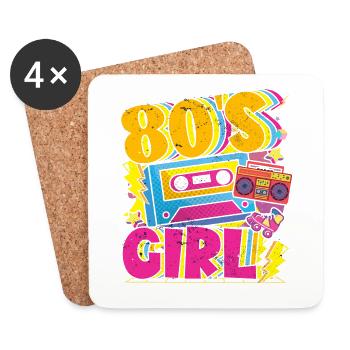 Frauen 80s girl 80er Themen Party Vintage 1980er - Untersetzer (4er-Set) - Weiß - Vorne