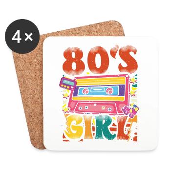 Frauen 80s girl 80er Themen Party Vintage 1980er - Untersetzer (4er-Set) - Weiß - Vorne