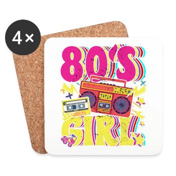 Women 80s girl 80s Themes Party Vintage 1980s - Coasters (set of 4) - white - Front