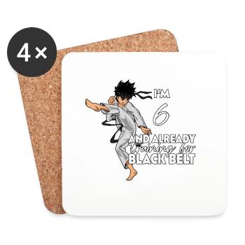 Ich bin 6 - Jungen Karate - Untersetzer (4er-Set) - Weiß - Vorne