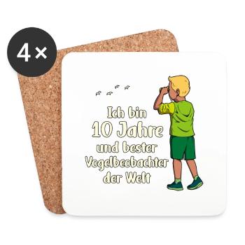 Ich bin 10 - Jungen Vogelbeobachtung - Untersetzer (4er-Set) - Weiß - Vorne