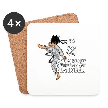 Ich bin 12 - Jungen Karate - Untersetzer (4er-Set) - Weiß - Vorne