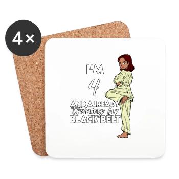 I'm 4 - Girl Karate - Coasters (set of 4) - white - Front