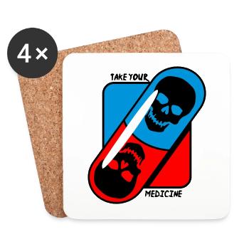 Take - your - medicine - skull - Coasters (set of 4) - white - Front