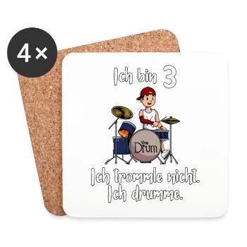 Ich bin 3 - Jungen Schlagzeuger - Untersetzer (4er-Set) - Weiß - Vorne