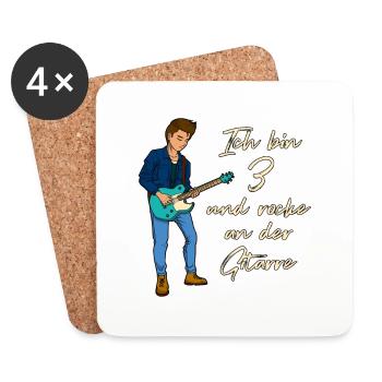 Ich bin 3 - Jungen Gitarrist - Untersetzer (4er-Set) - Weiß - Vorne