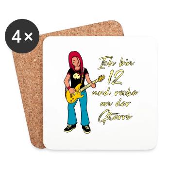 Ich bin 12 - Mädchen Gitarrist - Untersetzer (4er-Set) - Weiß - Vorne