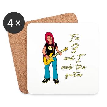 I'm 3 - Girl Guitarist - Coasters (set of 4) - white - Front