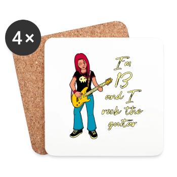 I'm 13 - Girl Guitarist - Coasters (set of 4) - white - Front