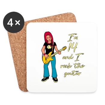 I'm 14 - Girl Guitarist - Coasters (set of 4) - white - Front