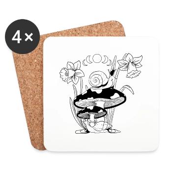 Gobelin esthétique et champignon cottage foncé - Dessous de verre (lot de 4) - blanc - Devant