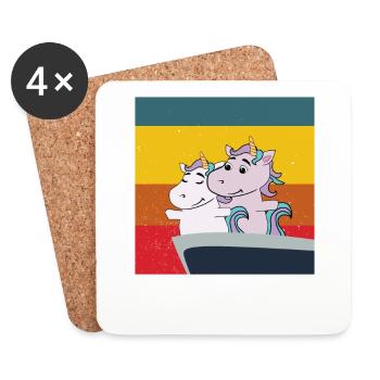 de mignonnes licornes dans Titanic posent des chevaux mignons - Dessous de verre (lot de 4) - blanc - Devant