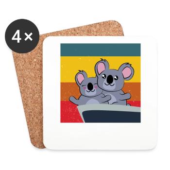 koalas mignons dans la pose du Titanic - Dessous de verre (lot de 4) - blanc - Devant