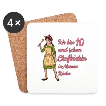 Ich bin 10 - Mädchen Koch - Untersetzer (4er-Set) - Weiß - Vorne