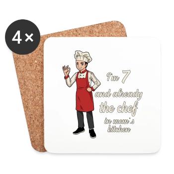 J’ai 7 ans - Jeune Chef - Dessous de verre (lot de 4) - blanc - Devant