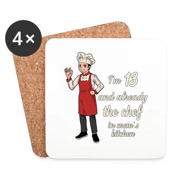 J’ai 13 ans - Jeune Chef - Dessous de verre (lot de 4) - blanc - Devant