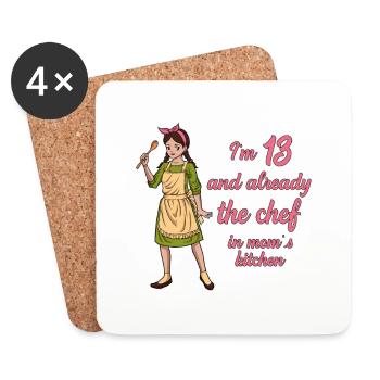 J’ai 13 ans - Girl Chef - Dessous de verre (lot de 4) - blanc - Devant