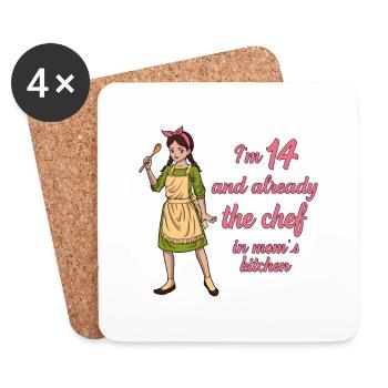 J’ai 14 ans - Girl Chef - Dessous de verre (lot de 4) - blanc - Devant