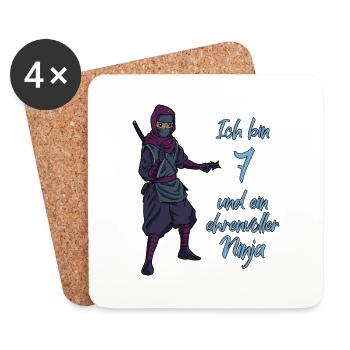 Ich bin 7 - Jungen Ninja - Untersetzer (4er-Set) - Weiß - Vorne