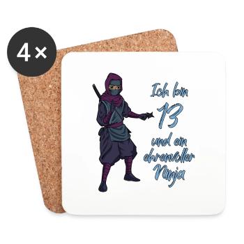 Ich bin 13 - Jungen Ninja - Untersetzer (4er-Set) - Weiß - Vorne