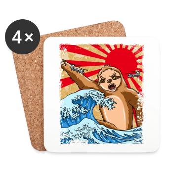 Slothzilla japanisches Faultier Japan Sunset - Untersetzer (4er-Set) - Weiß - Vorne