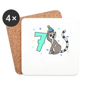 With Lemur - Children's birthday 7 years - Coasters (set of 4) - white - Front