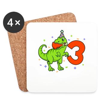 Mit TREX - Jungs Geburtstag 3 Jahre - Untersetzer (4er-Set) - Weiß - Vorne