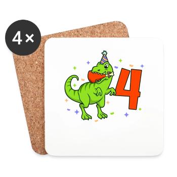 With TREX - Guys' birthday 4 years - Coasters (set of 4) - white - Front