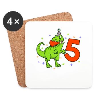 Avec TREX - anniversaire garçon 5 ans - Dessous de verre (lot de 4) - blanc - Devant