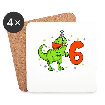 Mit TREX - Jungs Geburtstag 6 Jahre - Untersetzer (4er-Set) - Weiß - Vorne