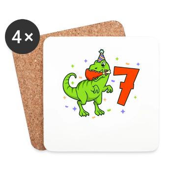 Mit TREX - Jungs Geburtstag 7 Jahre - Untersetzer (4er-Set) - Weiß - Vorne