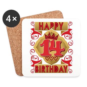 14th birthday 14 years old saying, vintage design - Coasters (set of 4) - white - Front