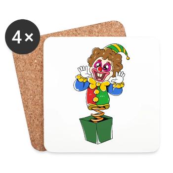 Fasching Kostüm Clown aus der Box Karneval - Untersetzer (4er-Set) - Weiß - Vorne