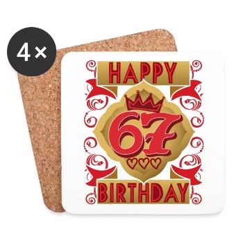 67th birthday 67 years old saying, vintage design - Coasters (set of 4) - white - Front