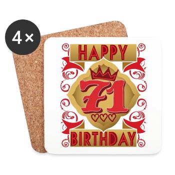71. Geburtstag 71 Jahre alt Spruch, Vintage-Design - Untersetzer (4er-Set) - Weiß - Vorne