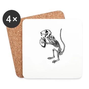 Squirrel Skeleton - Aestethic Goblincore - Coasters (set of 4) - white - Front
