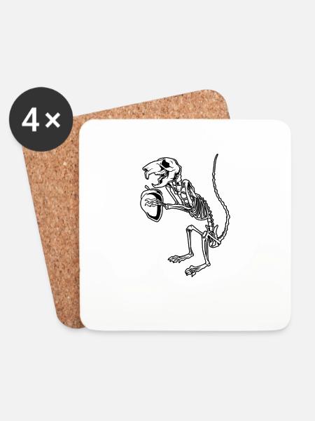 Eichhörnchen Skelett - Aestethic Goblincore - Untersetzer (4er-Set) - Weiß
