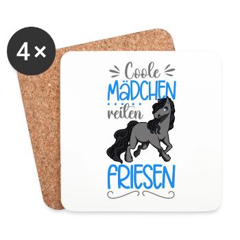 Coole Mädchen reiten Friesen - Untersetzer (4er-Set) - Weiß - Vorne