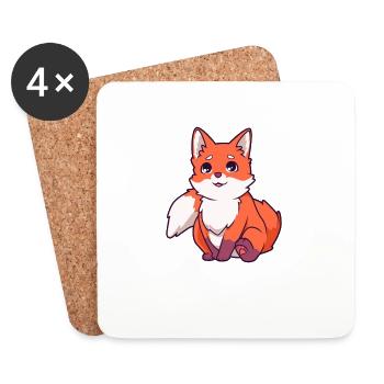 Renard roux kawaii - Dessous de verre (lot de 4) - blanc - Devant