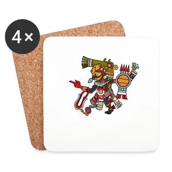 Dieu aztèque de la nuit - Tezcatlipoca - Dessous de verre (lot de 4) - blanc - Devant
