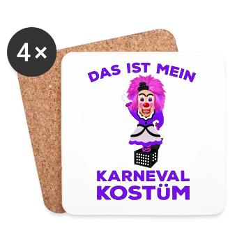 Fasching Kostüm Clown aus der Box Karneval - Untersetzer (4er-Set) - Weiß - Vorne