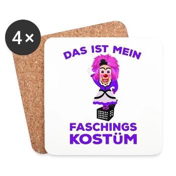 Fasching Kostüm Clown aus der Box Karneval - Untersetzer (4er-Set) - Weiß - Vorne
