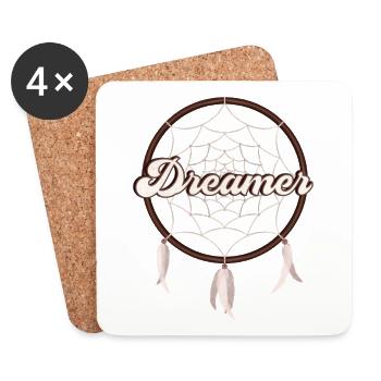 Dreamer - Dreamer, Dreamcatcher - Coasters (set of 4) - white - Front