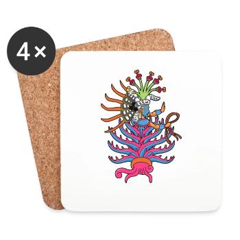 Déesse de la Terre Aztèque - Mayahuel - Dessous de verre (lot de 4) - blanc - Devant