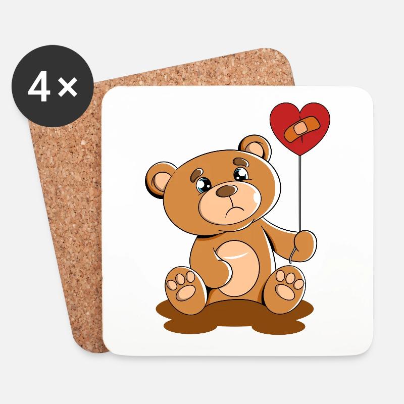 süßer Bär Kuscheltier Umarmung Stofftier Liebe - Untersetzer (4er-Set) - Weiß